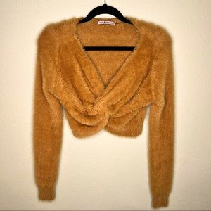 Forever 21 Camel Fuzzy Crop Top